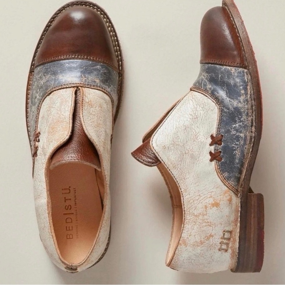 Bed Stu Garden Rose Multi Color Leather Slip on Loafers Size 7 in EUC